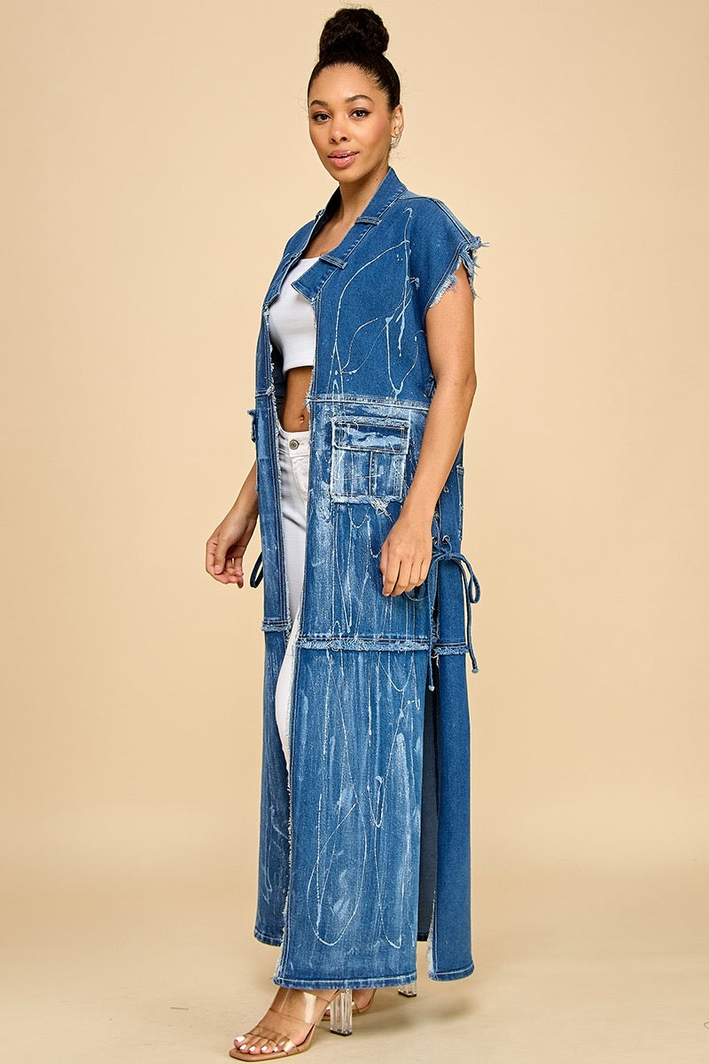 Invested in Denim Maxi Vest