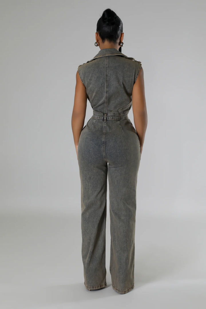 Rock n Distressed Sleeveless Jumpsuit