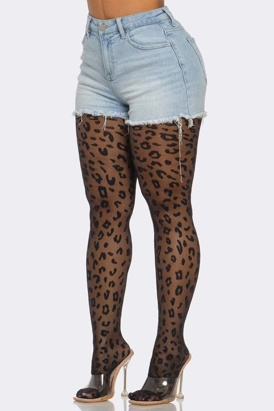 Leopard Print Mesh Stockings