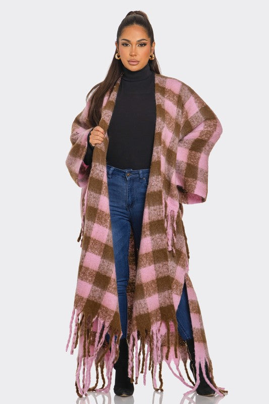 Fallon Warm Fuzzy  Cardigan- Pink/ Brown