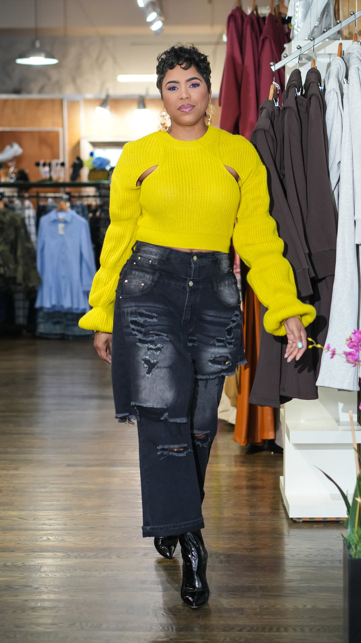 Double Layered Distressed Denim Jeans