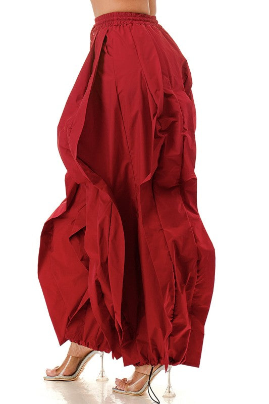 Wide Leg dramatic Drawstring Joggers ( Red)
