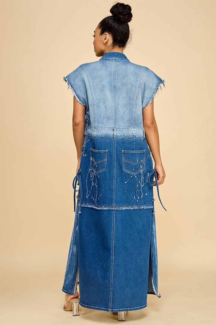 Invested in Denim Maxi Vest