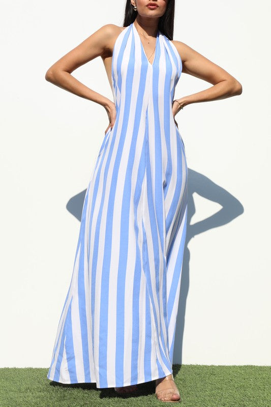 Coastal Cabana Stripe Maxi Dress