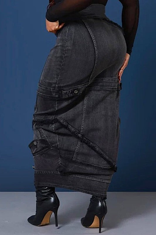 Upside Down You Turning Me Denim Skirt (Denim)