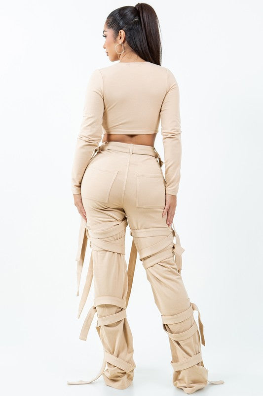 Kali B String French Terry Pants (Khaki)