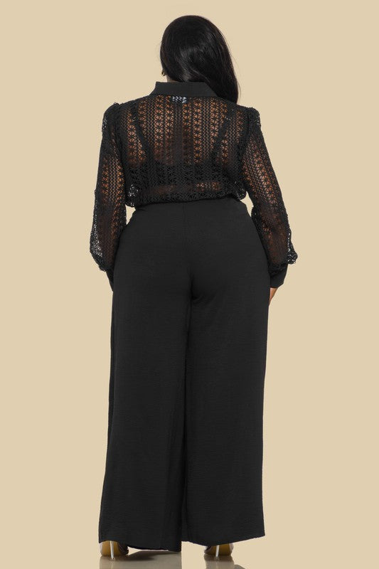 Celine Crochet Wide Leg Pants Set