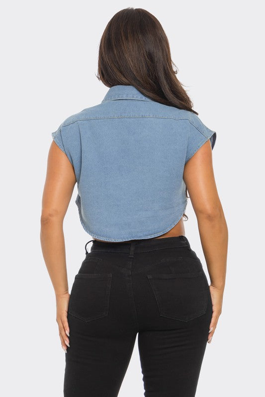 Totally Invested Denim Top