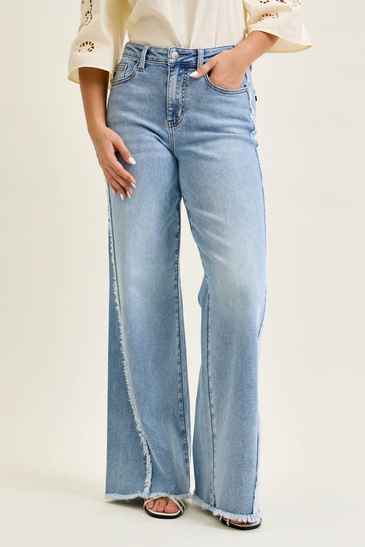 The Split Decision| Judy Blue Wide w/ Raw Twisted Outseam