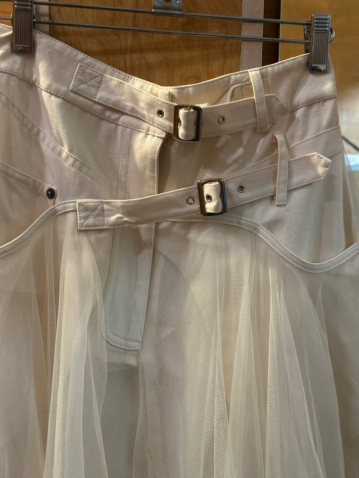 Denim & Tulle Cream Skirt