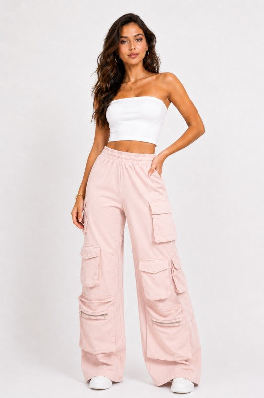 Comfy Big Pockets Cargo pants (Pink)