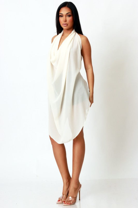 Cowl Neck Backless Tank Top (Black)