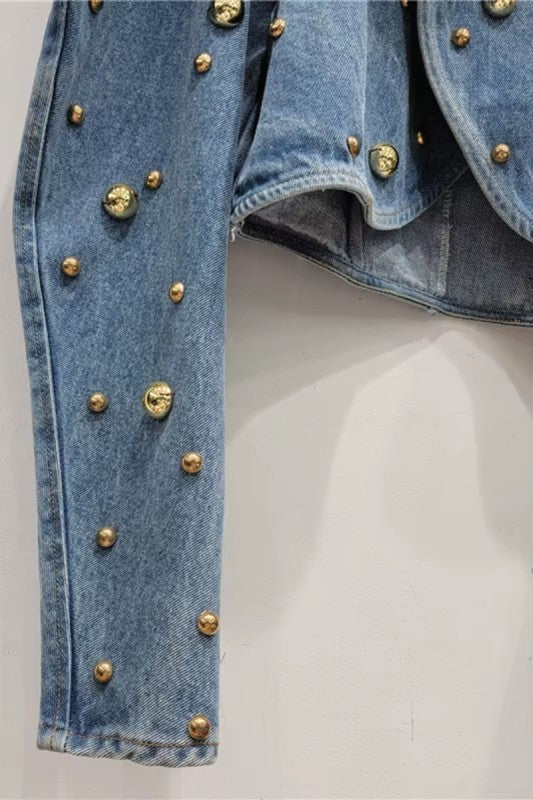 Studded up Crop Denim Top