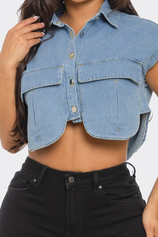 Totally Invested Denim Top