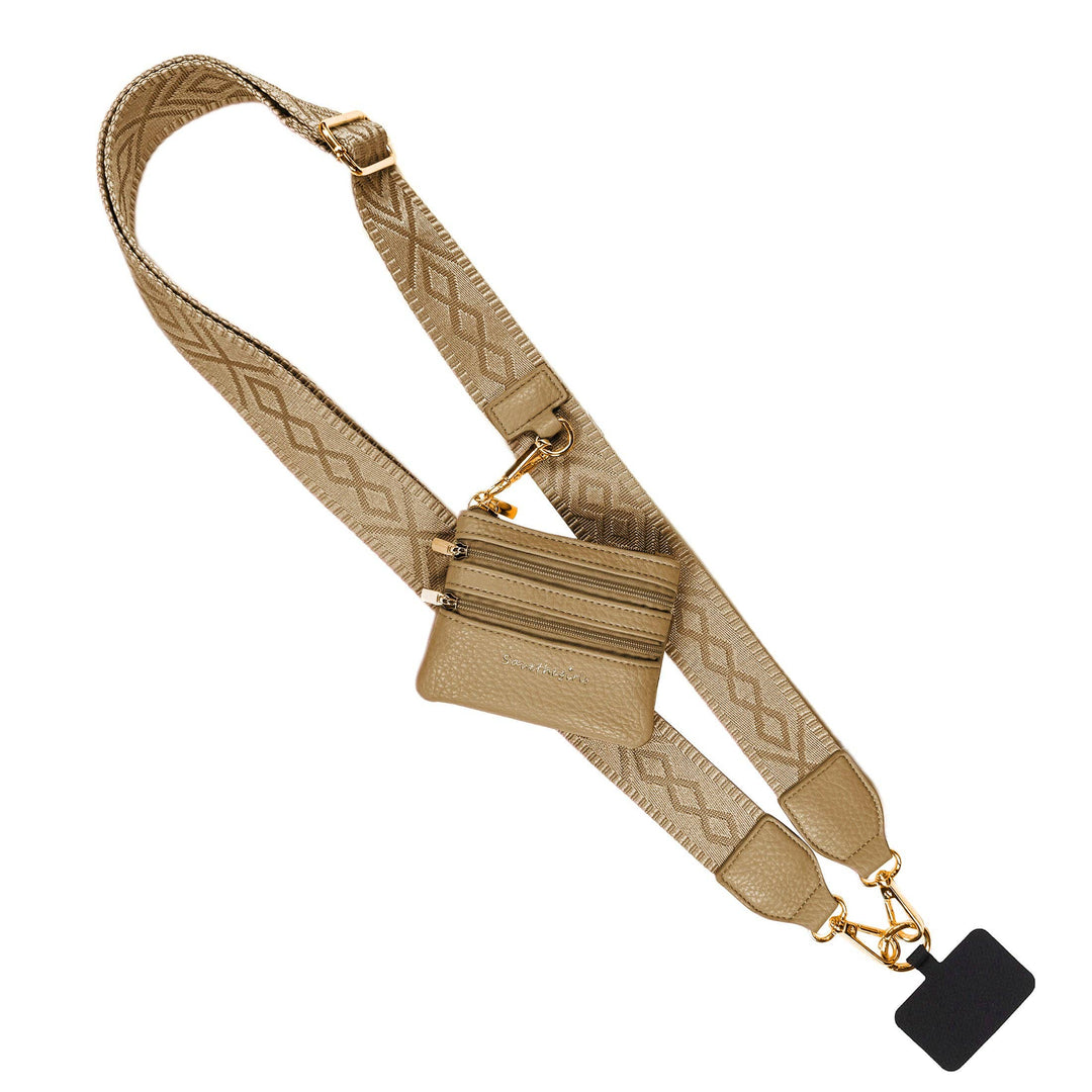 Clip &amp; Go Strap Jacquard design w/Zippered Pouch Classic Phone Holder