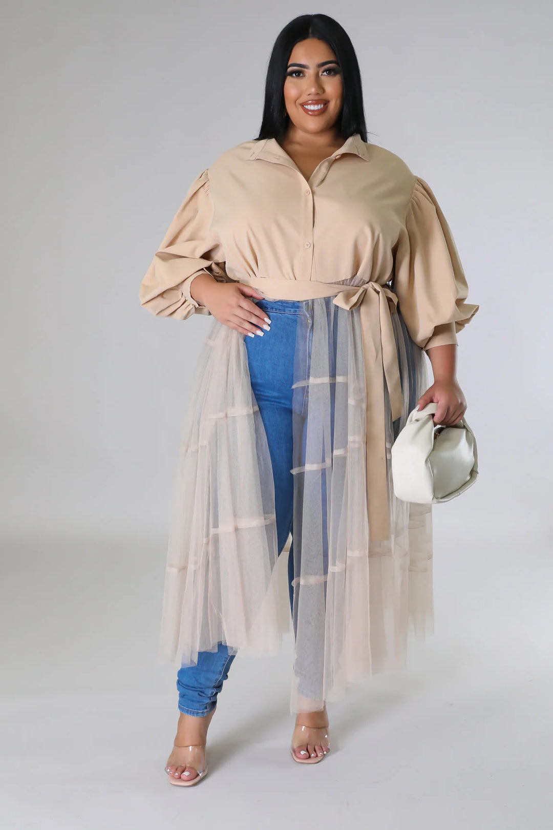 Tulle Fantasy Balloon Sleeve Top