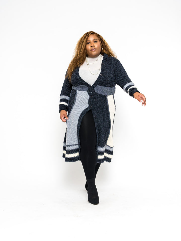 Harlequin Patchwork Cardigan Sweater (Black)