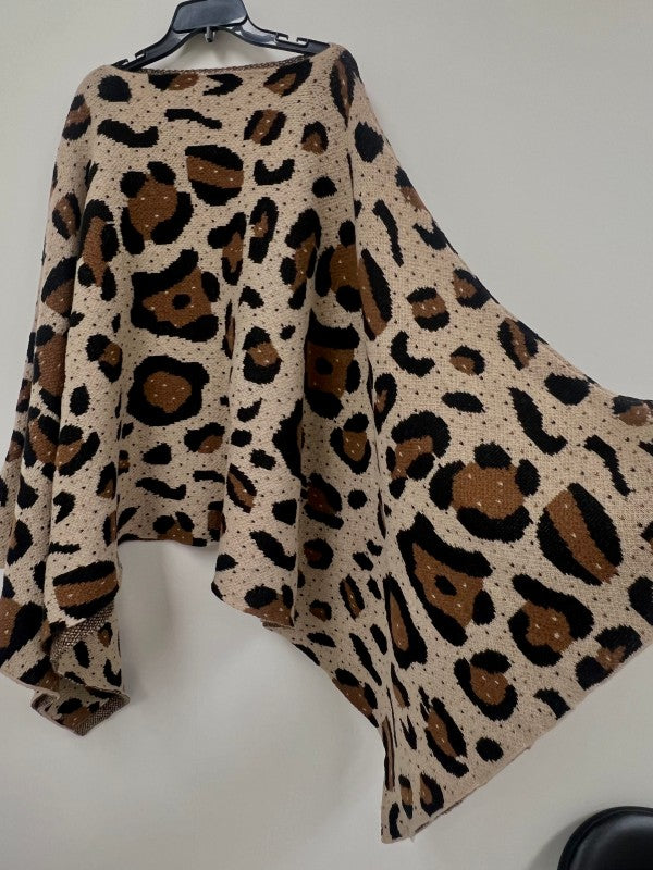 Leopard Print Oversized Poncho