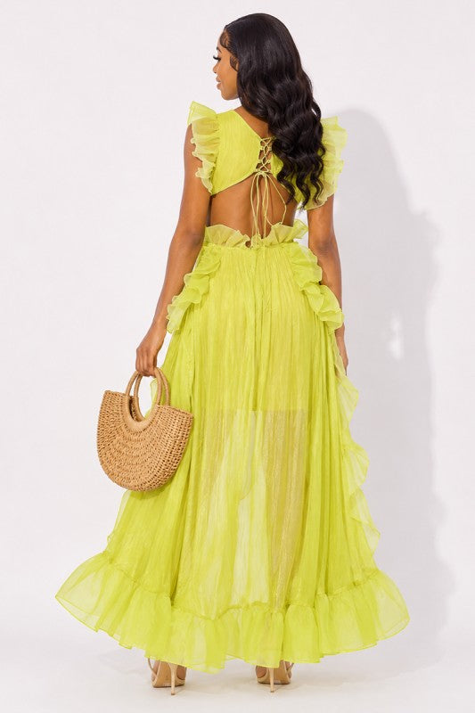 Tropical Romance Maxi Dress (Lime Green)