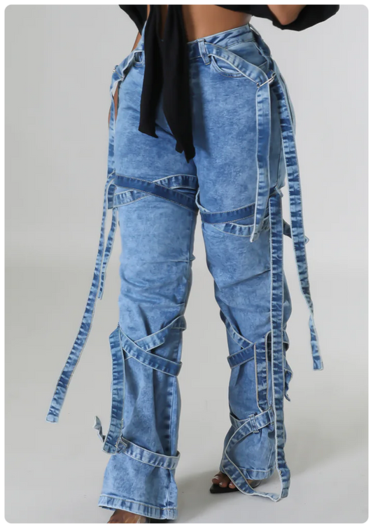 Kali Strap Buckle Washed Jeans