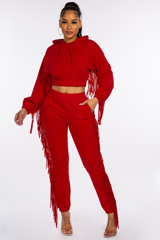 French Terry Fringe Jogger Set