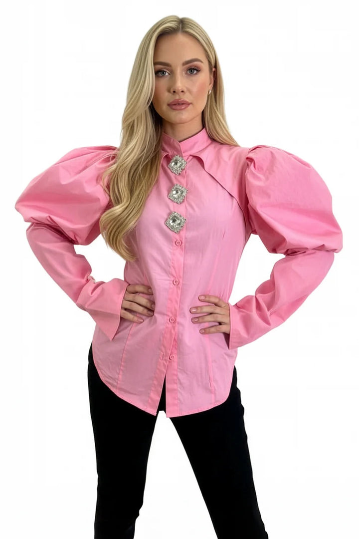 Bling, Bling Button up Top (Pink)