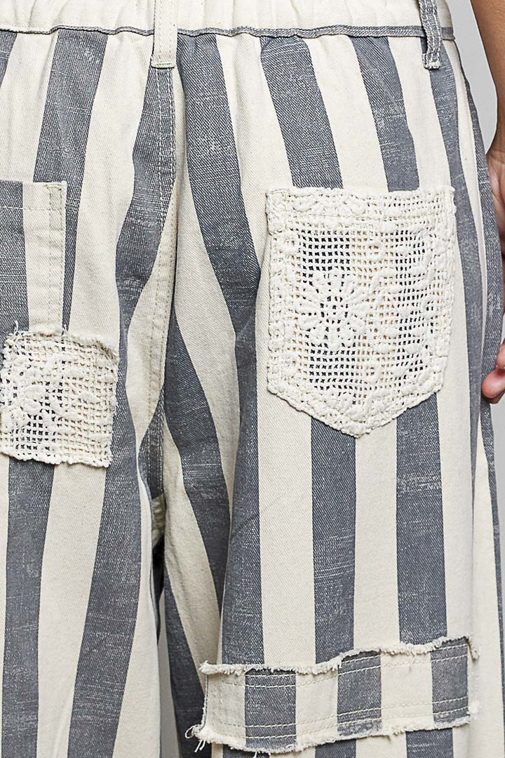 Charcoal Stripe Wide Leg Pants