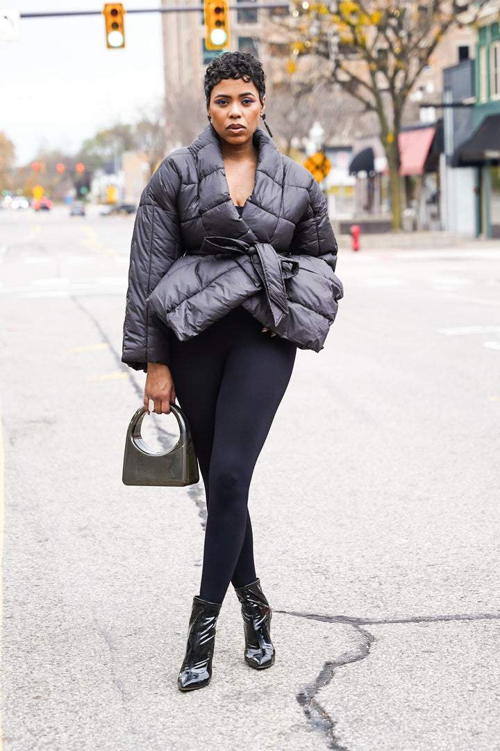 Puffer & Peplum  Belted Jacket