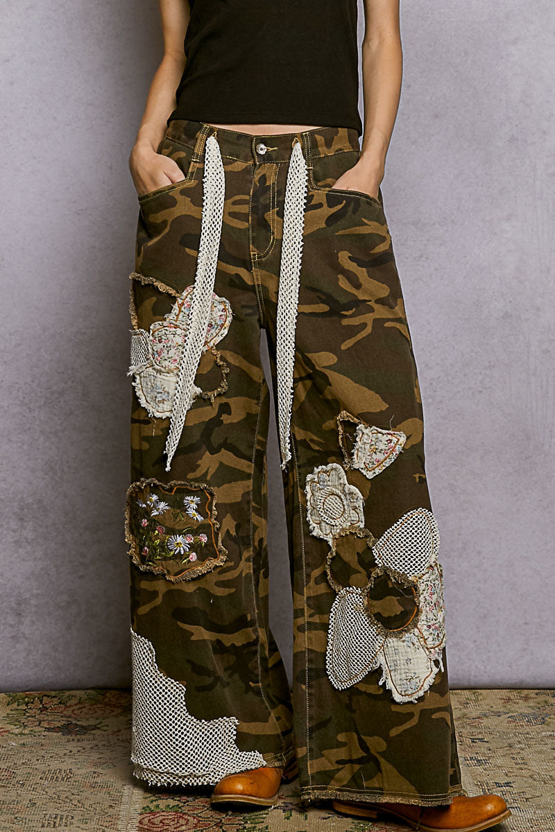 Free Spirit Boho Patchwork Camo Pants
