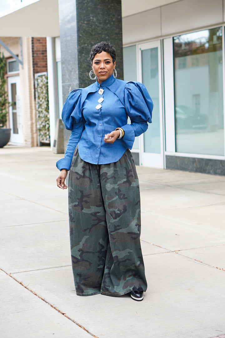 Denim Bling, Bling Button up Top