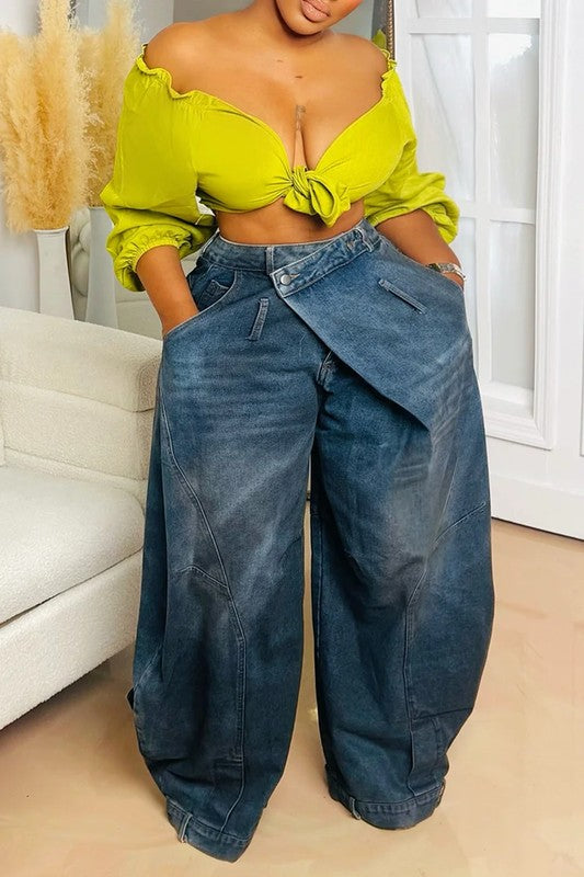 Washed up Button Over Jeans