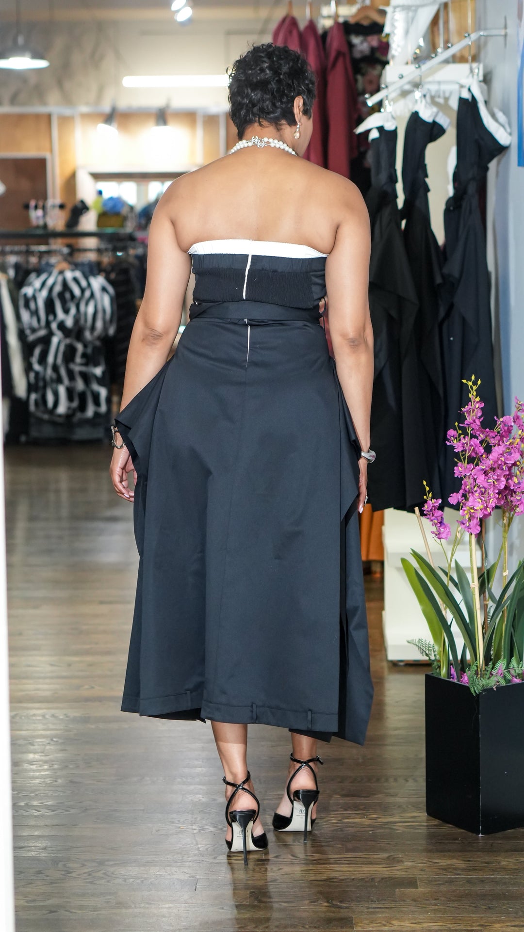 Strapless Belted Trench Maxi Dress