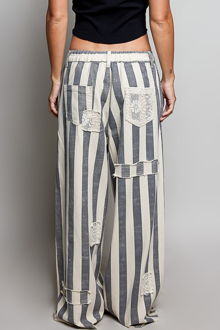 Charcoal Stripe Wide Leg Pants