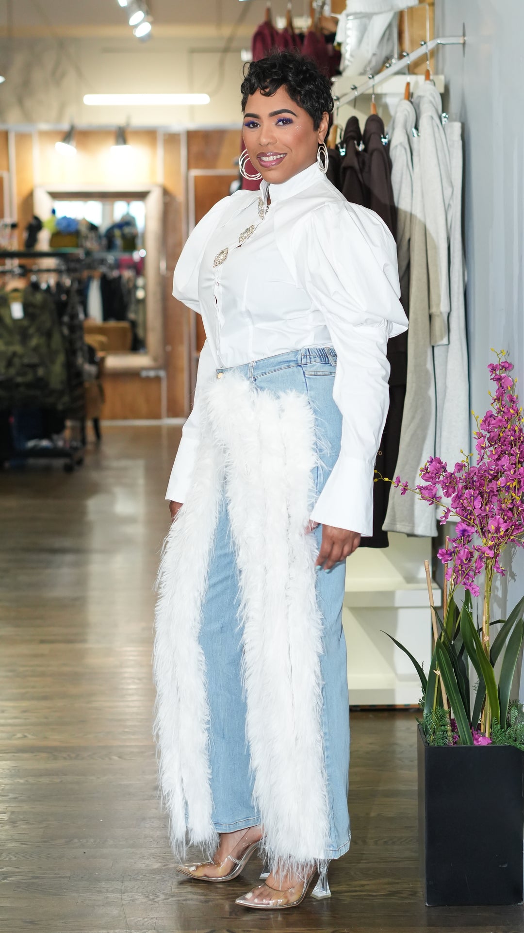 Washed up Feather Denim Jeans