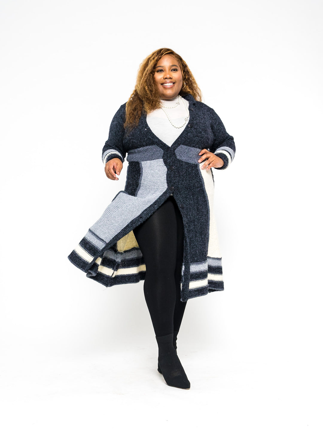 Harlequin Patchwork Cardigan Sweater (Black)