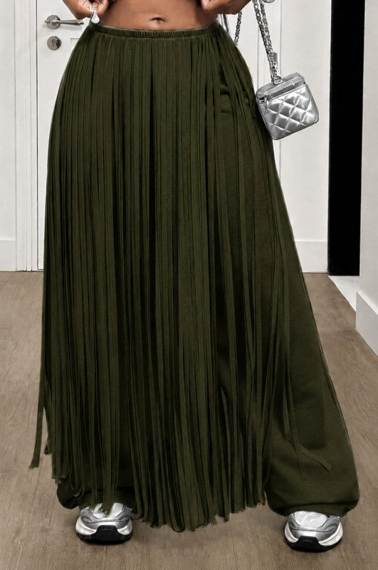 The Main Event Fringe Overlay Wide Leg Pants