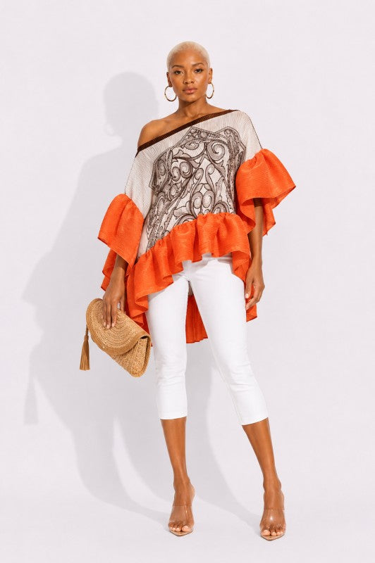 Abstract Behavior Ruffle Tunic