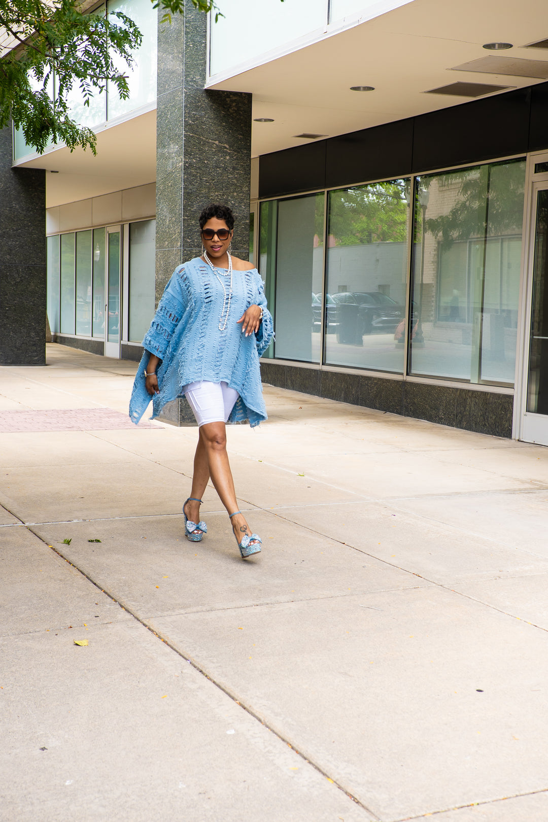 All Ripped Up Asymmetrical Oversized Top ( Denim)