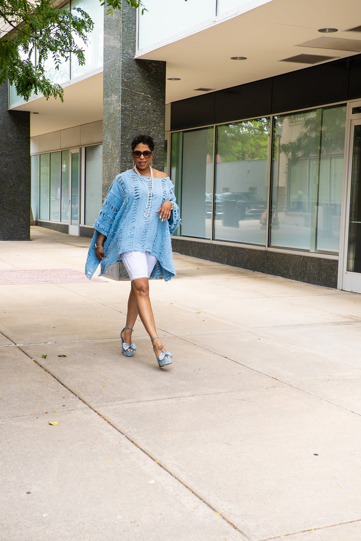 All Ripped Up Asymmetrical Oversized Top ( Denim)