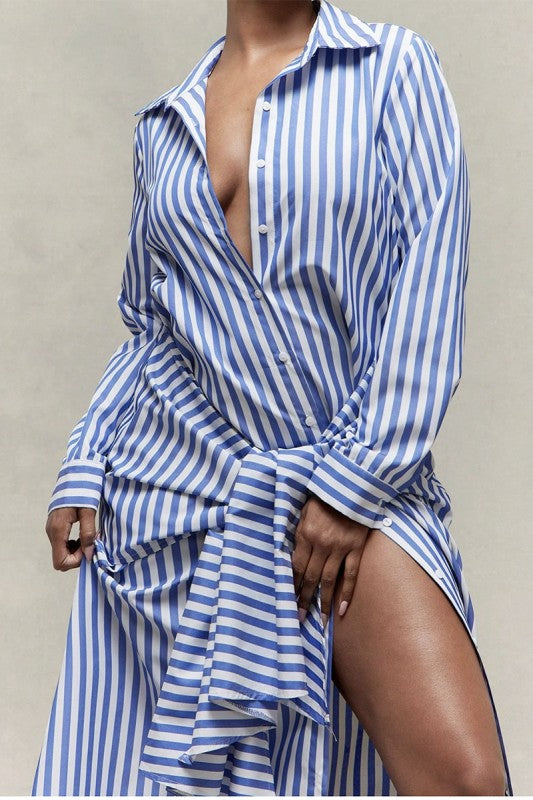 Monaco Affair Shirt Dress (Blue)