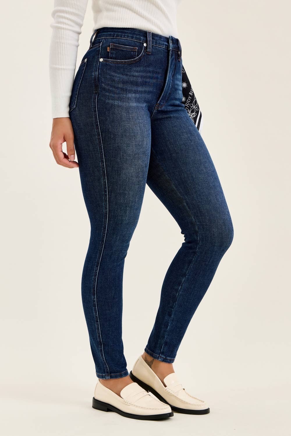The Uptown| Judy Blue Dark Wash Skinny w/ Bandana Loop