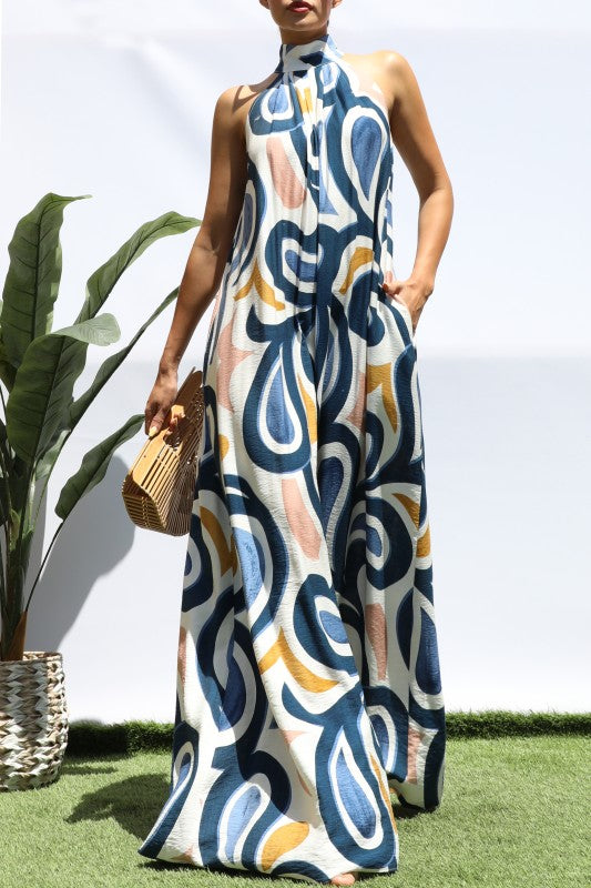 Seaside Swirl Statement Palazzo Jumpsuit