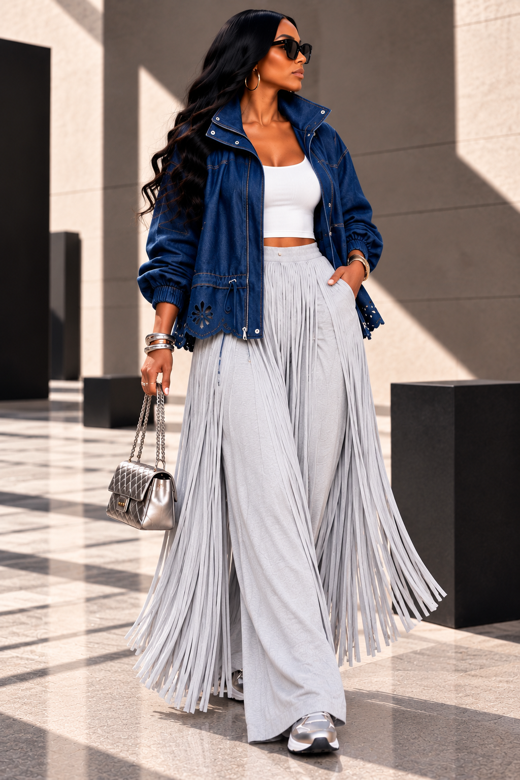 The Indigo Lace UP Denim Jacket