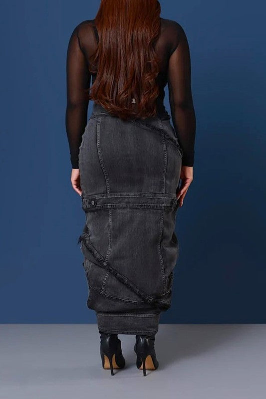 Upside Down You Turning Me Denim Skirt (Denim)