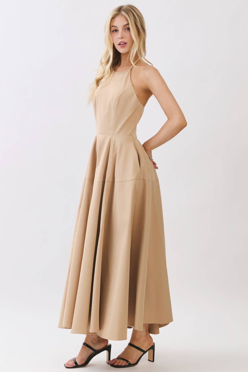 Grace in Motion Sleeveless Halter Dress