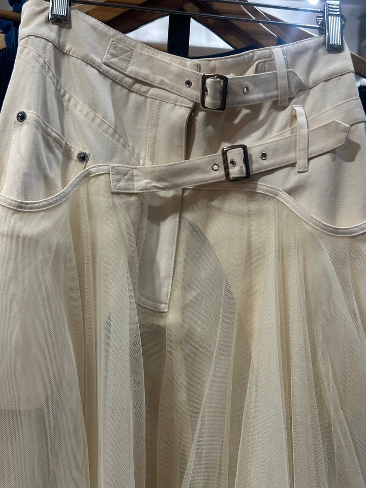 Denim & Tulle Cream Skirt