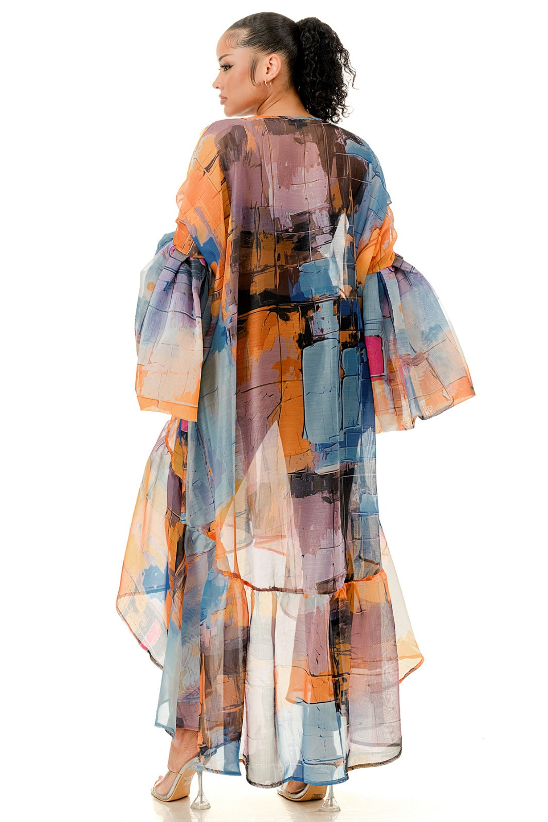 Bring Me My Flowers Kimono ( Blue / Orange)
