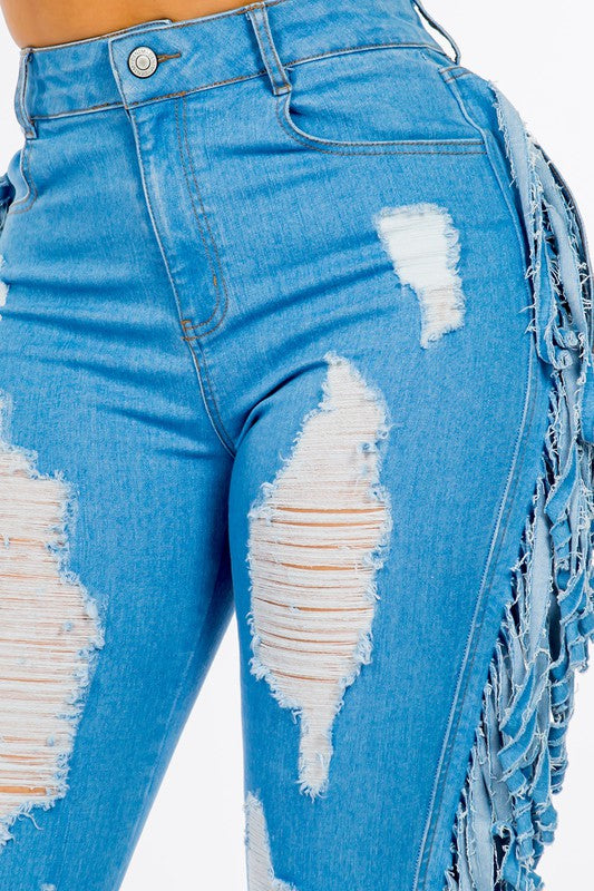 Carrie Distressed Fringe Skinny Leg Jeans