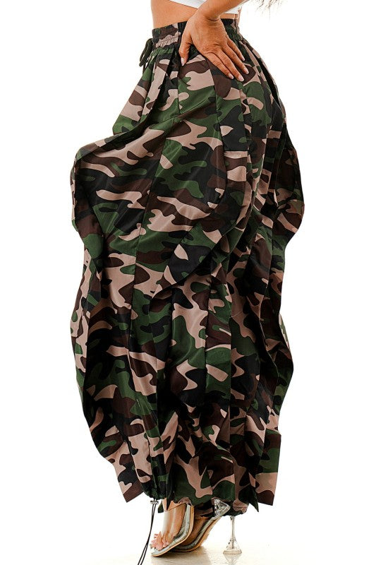 Bring on the Dramatic Camo Ruffle Pants