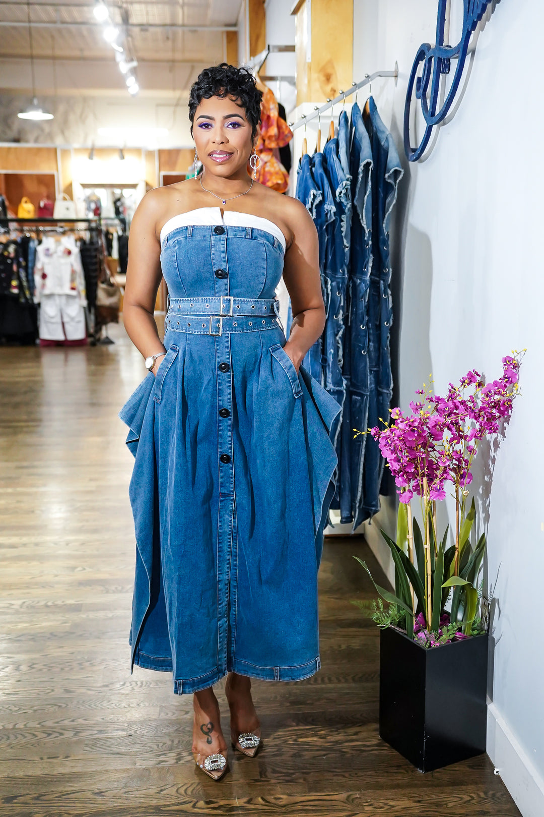 Denim Trench Maxi Coat Dress